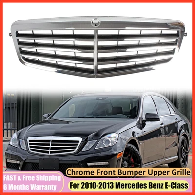 Parrilla superior delantera cromada para Mercedes Benz W212 Clase E E550 E350 E63 2010-2013 Foto 1 de 4