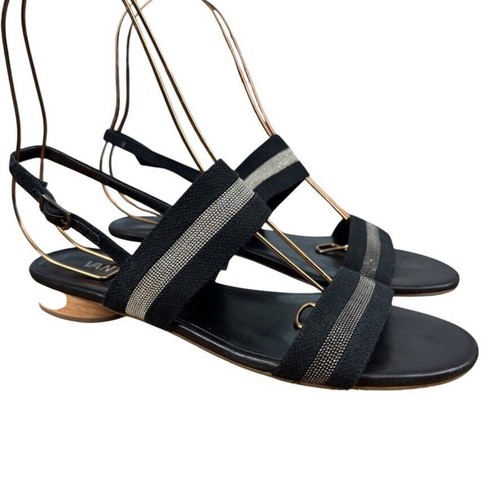 VANS Sandali donna Vaneli Van Eli neri argento slingback scarpe tacco basso cinturino tg 7