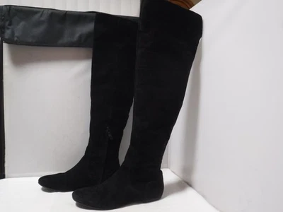 Cole Haan Woman Size 9 M Grand OTK Cuffed Knee High Boots Black Suede Pirate - Image 1 of 4