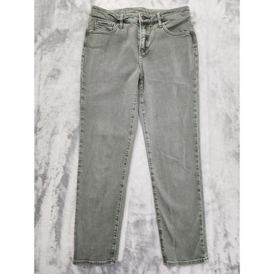 Pantalones de mezclilla elásticos verdes Chico's So Slimming Girlfriend pierna ajustada al tobillo talla 4R Foto 1 de 4