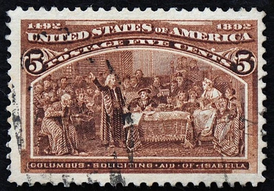 U.S. Used Stamp Scott #234 5c Columbian. VF - XF. Unobtrusive Cancel. Choice! - Image 1 of 2