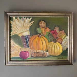 14,5”x18”/Schönes herbstähnliches Gemälde/signiert vom Künstler John D. - Bild 1 von 9