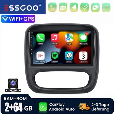 KAM+64G Für Opel Vivaro B Renault Trafic Android14 CarPlay Autoradio 4G GPS Navi - Bild 1 von 4