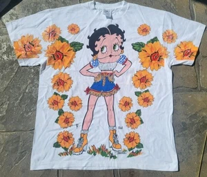 Vtg Betty Boop Home Grown Flowers Sun Garden 1994 Freeze Shirt XL Reprint! - Picture 1 of 8