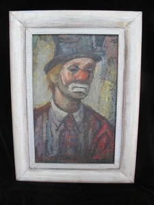 AMANDA SNYDER Pacific NW Framed BLINKY Sad Clown From Life Oil Painting on Panel - Picture 1 of 8