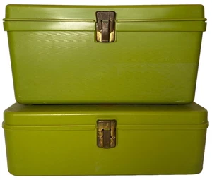 2 Wilson Wil Hold Sewing Boxes Green Plastic Small Notions 133 - Picture 1 of 24