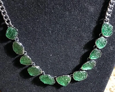 NUEVO Collar Simply Vera Wang Cristal Verde Cuello Frontal Eslabones Plata Estaño Foto 1 de 4