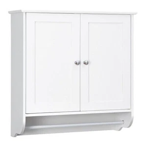Wall Mounted Bathroom Storage Medicine Cabinet with Towel Bar-White - Color: Whi - Picture 1 of 5