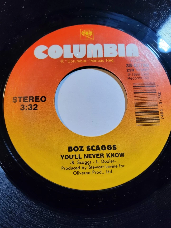 Boz Scaggs - Heart Of Mine / You'll Never Know -Columbia 07780 VG+ F185 - Image 1 of 1