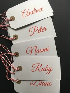 10 Large White Red Pink Blue Christmas Birthday Personalised Gift Tags Labels - Picture 1 of 3