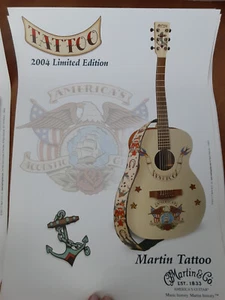 Póster de guitarra acústica Martin 2004 Tattoo America's lista para enmarcar - Imagen 1 de 8