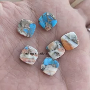 Cuscino entrambi i lati schienale piatto ostrica rame turchese 8x8mm - 15x15mm pietra preziosa - Foto 1 di 6