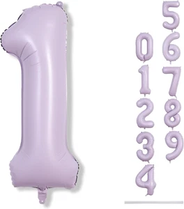 40 Inch Light Purple Number 1 Balloon for 1St Birthday Decoration, Large Pastel - Picture 1 of 12