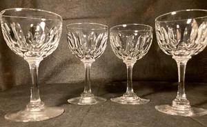 Stunning Set 4 Antique Vintage Hand Lens, Thumb cut CRYSTAL PORT Sherry glasses - Picture 1 of 15