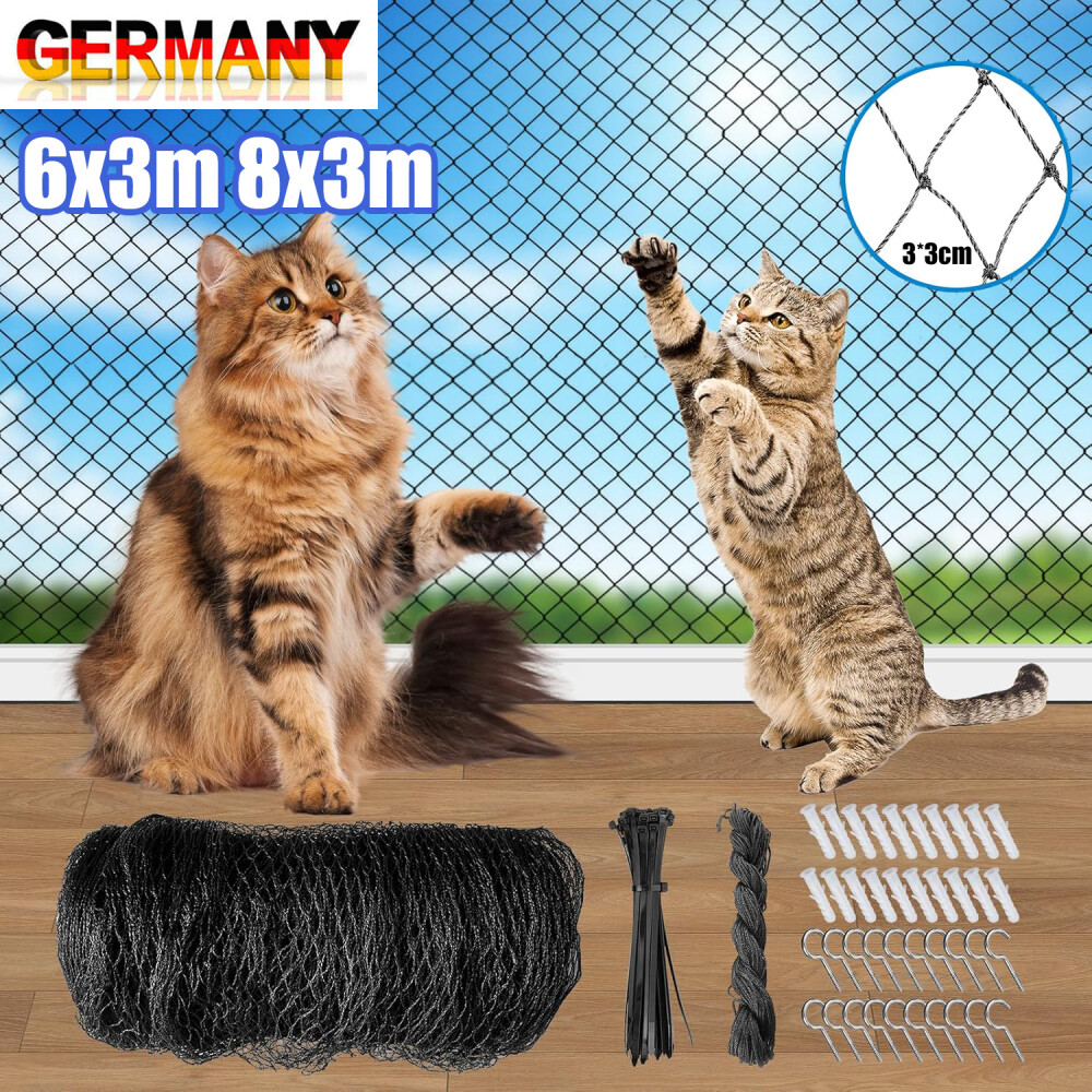 Katzennetz Balkon 3x4m - Drahtverstärkt Für Balkon & Terrasse