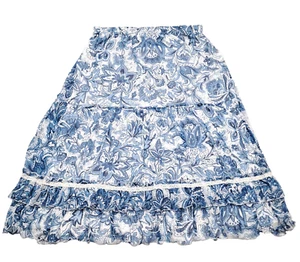 TravelSmith Tiered Ruffle Maxi Skirt Sz L Sheer Lined Boho Gypsy Hippie Festival - Picture 1 of 11