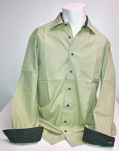 CAMISA HOMBRE OLYMP LUXOR MODERNO FIT CASUAL CUADROS VERDE BLANCO MANGA LARGA 16/41 NUEVA - Imagen 1 de 6