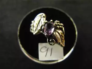 VTG ESTATE JEWELRY STERLING SILVER RING AMETHYST GEMSTONE GRAPE LEAVE LEAF ~4.5 - Picture 1 of 8