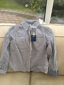 Nwt Girls navy and white stripe blouse/shirt from okaidi age 8 - Picture 1 of 3