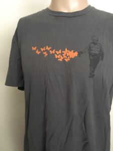 BUSTED TEES BUTTERFLY Mace GRAPHIC T SHIRT Charcoal Gray L Police Brutality
