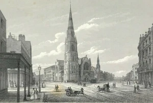 Christ Church Westminster Bridge 1878 original print London History Places - Picture 1 of 3