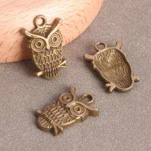 10pcs Owl Shape 15x23mm Antique Bronze Metal Charms Pendant For Jewelry Making - Picture 1 of 4