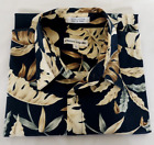 Pierre Cardin Men Casual Shirt Size Large Black & Gold Hawaian Print Cotton 100%