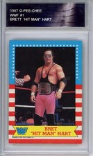 1987 O-Pee-Chee WWF #1 Bret "Hit Man" Hart Rookie RC - Encased 294556