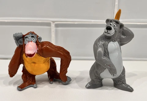 Vintage 1984 Disney JungleBook Baloo King Louie Figures CakeTopper W.Germany PVC Cover