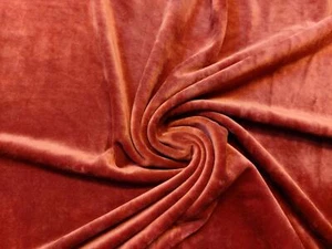 Luxury Stretchy SOFT Velvet Velour Fabric Material - RUST - Picture 1 of 2
