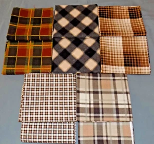 5 FQ Brown Plaid Flannel Cotton Fabric Lot "Tailor" Timeless Treasures - Picture 1 of 3