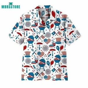 4th Of July Aloha Beach 3D Hawaii Shirt US Size All Over Print Father day Gift - Picture 1 of 3