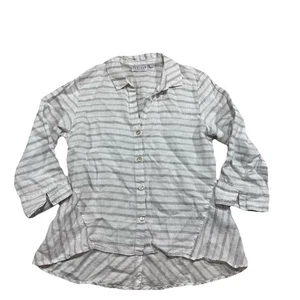 Habitat Leinen gestreift Knopfleiste Shirt Small Tunika Top grau Beachy Lagonlook S1 - Bild 1 von 5