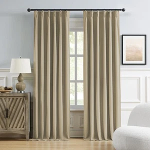 Luxury Blackout Curtains for Bedroom 96 Inches Long Taupe, Pinch Pleated Line... - Picture 1 of 7