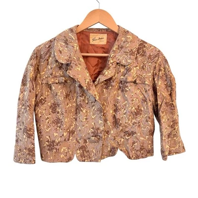 Chaqueta de cóctel vintage años 50 Gano Downs para mujer recortada de seda floral mediados de siglo Foto 1 de 4