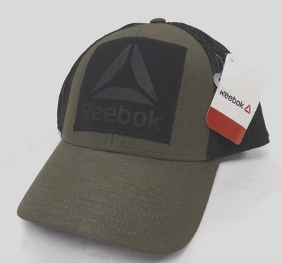 NUEVO CON ETIQUETAS SOMBRERO AJUSTADO REEBOK FLEXFIT MALLA NEGRO OLIVA S/M Foto 1 de 4