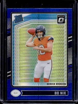 2024 Donruss Optic Bo Nix Blue Hyper Rated Rookie #209 Broncos - Image 1 of 2
