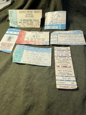 Винтажные корешки билетов на рок-концерты, лот из 7, 1980-е/90-е годы. Grateful Dead, больше... - Изображение 1 из 4