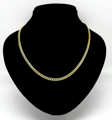 Modeschmuck Kette, Vergoldet, Panzerkette, 80 cm lang, 4 mm breit, Federring - Bild 1 von 2