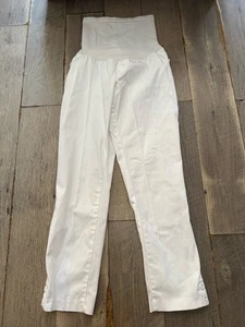 Two Hearts Maternity weiße Secret Fit Ankle Hose mit seitlichen Knöpfen Gr. L - Bild 1 von 5