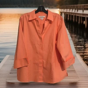 Foxcroft Womens Plus 18 Non Iron Chico Tunic Shaped Top 3/4 Sleeve Blouse *NEW😍 - Picture 1 of 10