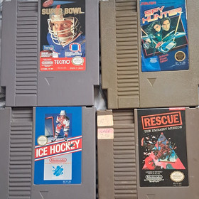 Tecmo Sunsoft Nintendo NES Game Lot: Super Bowl, Spy Hunter, Ice Hockey, Rescue