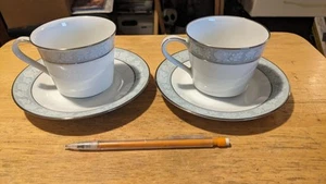 Noritake China Lamita 6881 Footed Cup & Saucer Sets, Two Sets 1967-1978 - Picture 1 of 12