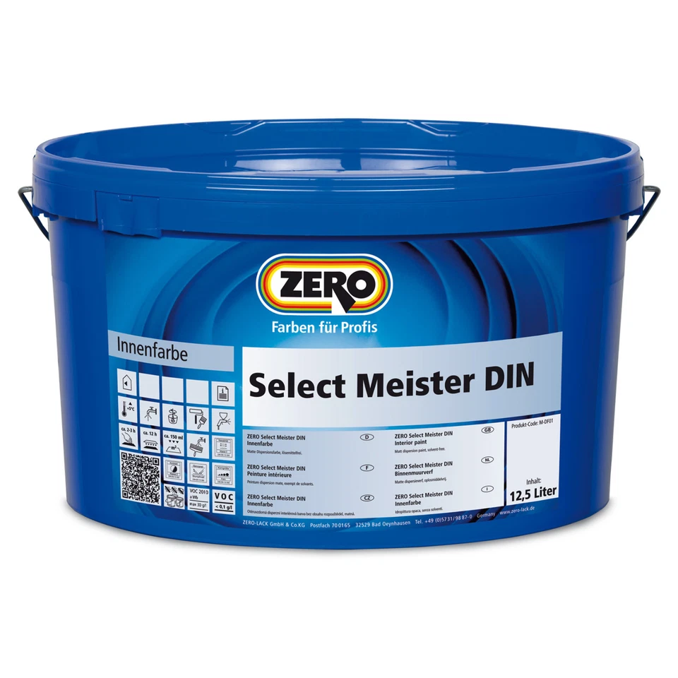 ZERO Select Meister DIN Wandfarbe Innenfarbe Profiqualität 12,5 L weiß - Bild 1 von 1