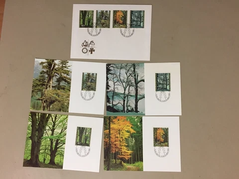 Set of five LIECTENSTEIN TREE fdc-four are maxi cards Cover