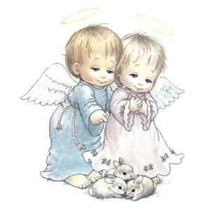 Angels and Hasen Overglasur Keramik Aufkleber - Bild 1 von 2