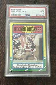1986 Topps Walter Payton #7 - 1985 Record Breaker Rushing - Bears PSA 9 Mint