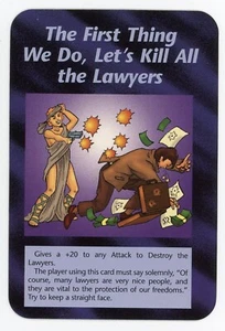 Illuminati New World Order Kartenspiel ERSTES, WAS WIR TUN, TÖTEN WIR DIE ANWÄLTE - Bild 1 von 2