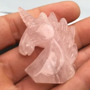 1pc Natural pink crystal Quartz hand Carved  unicorn crystal Reiki healing  - Picture 1 of 9