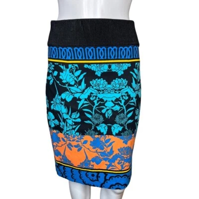 Falda Plenty by Tracy Reese Mujer 4 Negro Azul Floral Flores Lápiz Bloomcore Foto 1 de 4